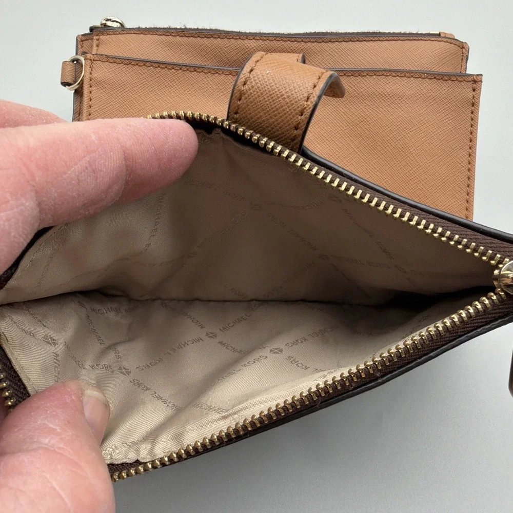 Michael Kors Monogram Wallet with Smartphone Pocket, Brown, No Wristlet